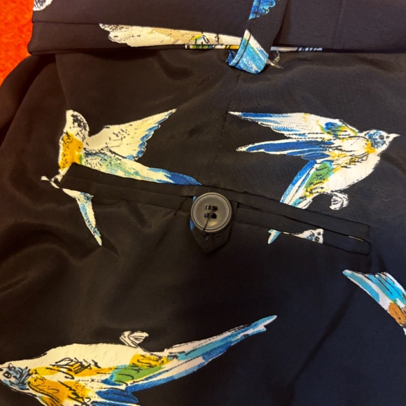 Zara black with blue and yellow birds high rise paperbag shorts NWT - Picture 13 of 14